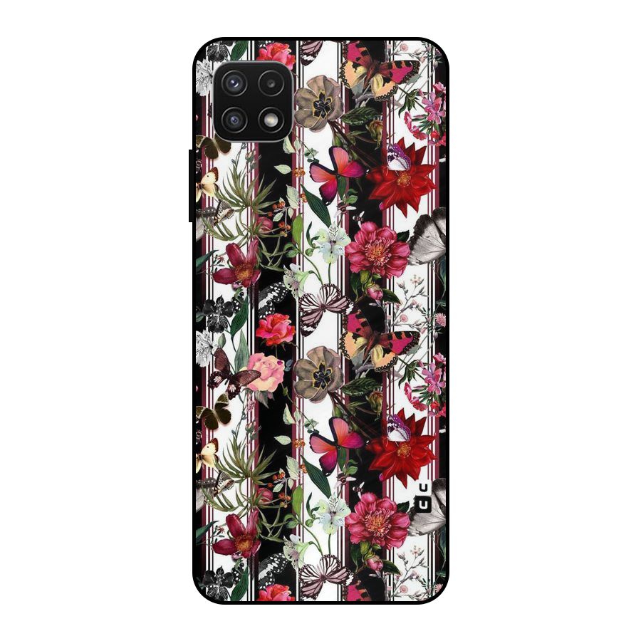 Butterfly Flowers Metal Back Case for Galaxy A22 5G