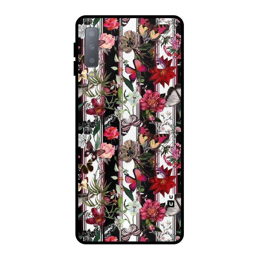 Butterfly Flowers Metal Back Case for Galaxy A7 (2018)