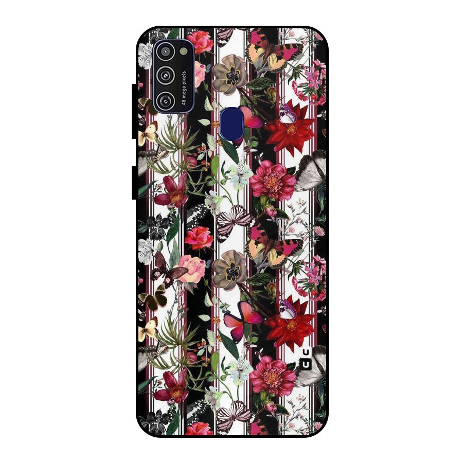 Butterfly Flowers Metal Back Case for Galaxy M21
