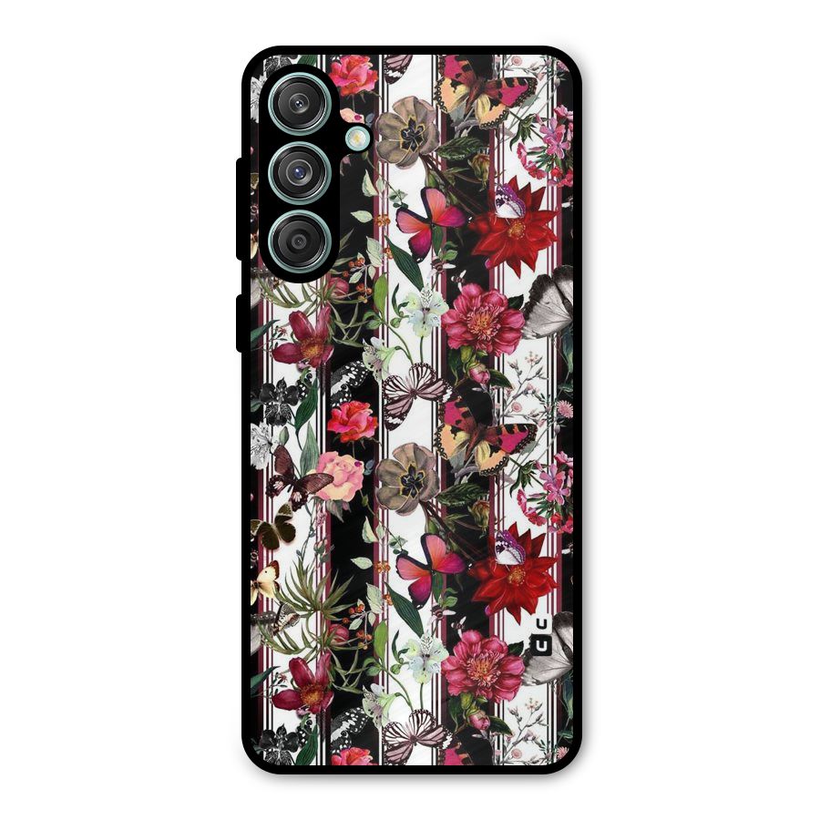 Butterfly Flowers Metal Back Case for Galaxy M55 5G
