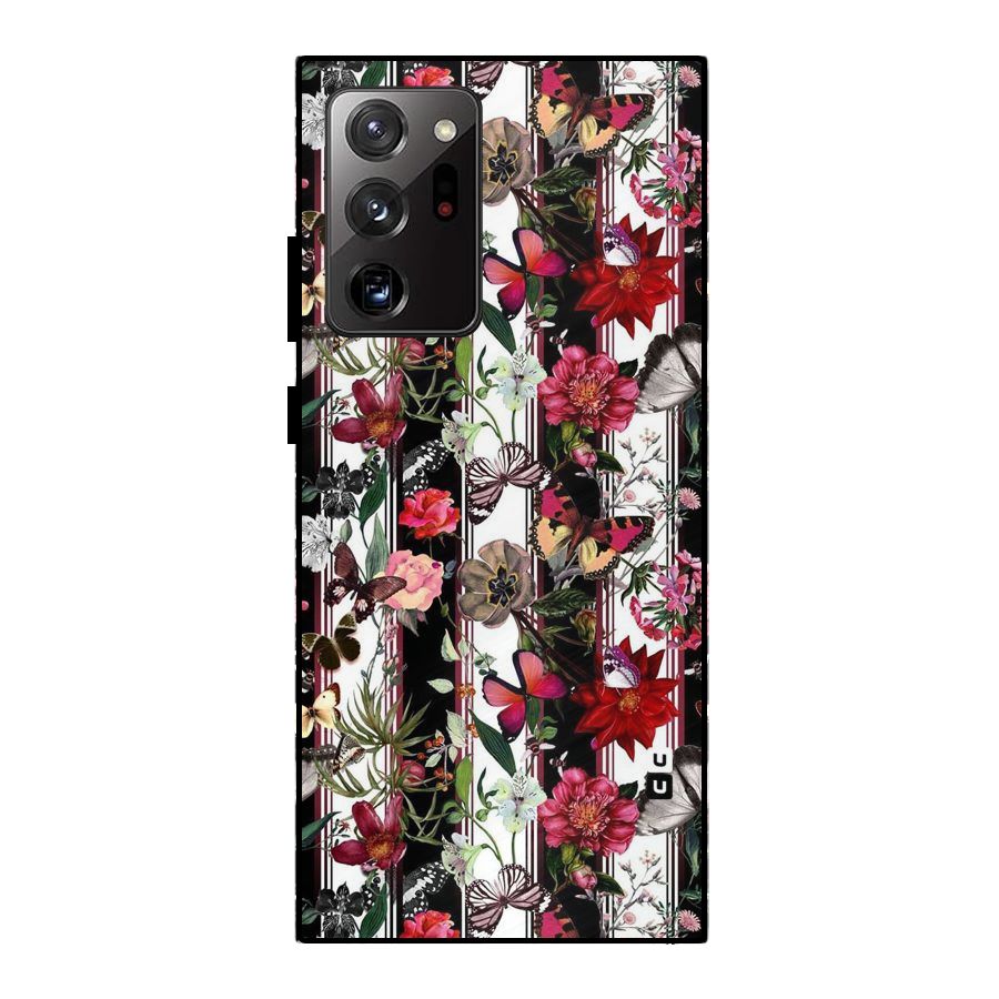 Butterfly Flowers Metal Back Case for Galaxy Note 20 Ultra