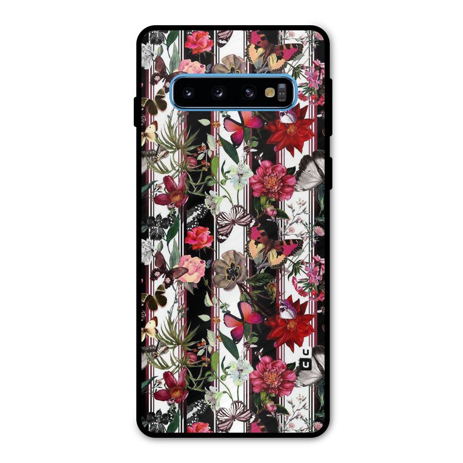 Butterfly Flowers Metal Back Case for Galaxy S10