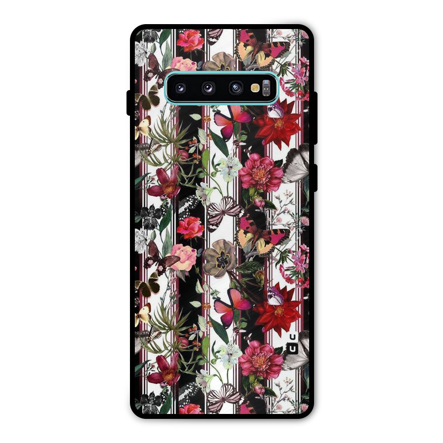 Butterfly Flowers Metal Back Case for Galaxy S10 Plus