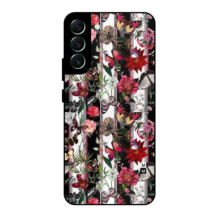 Butterfly Flowers Metal Back Case for Galaxy S22 Plus 5G