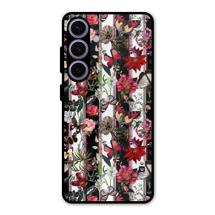 Butterfly Flowers Metal Back Case for Galaxy S24