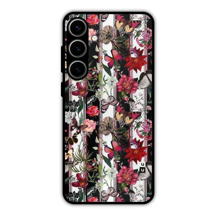 Butterfly Flowers Metal Back Case for Galaxy S24 Plus