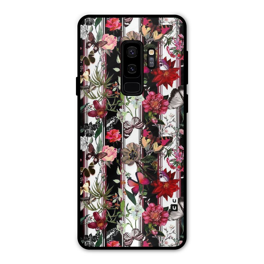 Butterfly Flowers Metal Back Case for Galaxy S9 Plus