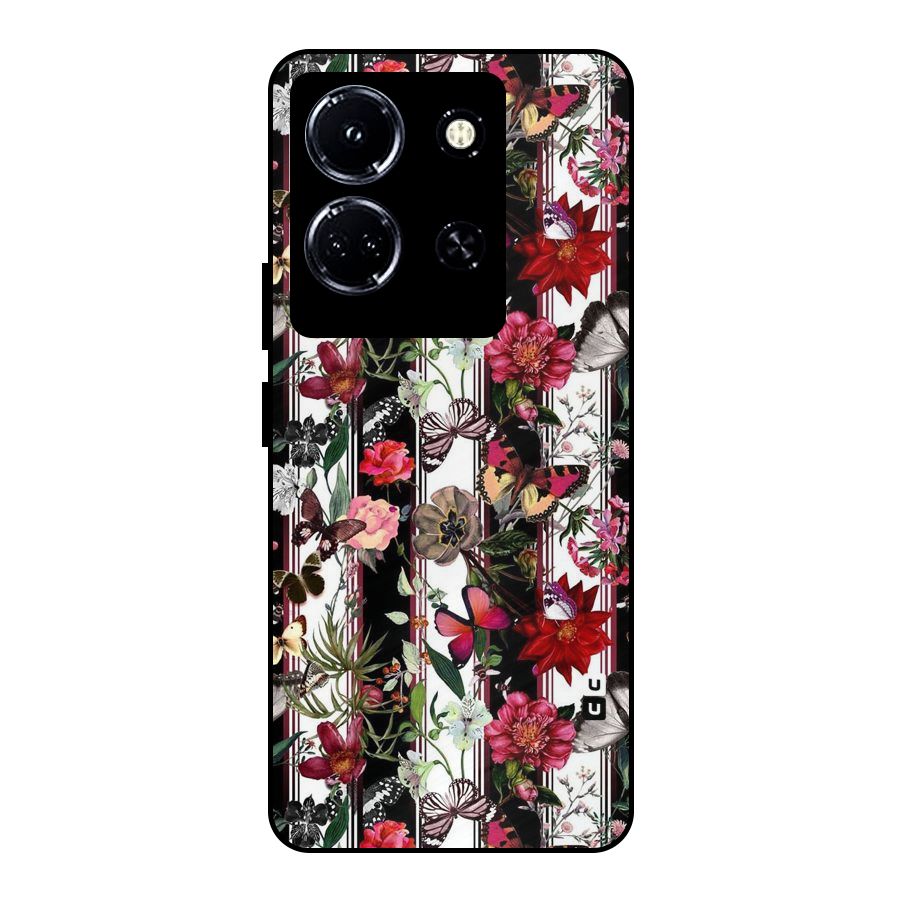 Butterfly Flowers Metal Back Case for Infinix Note 30 5G