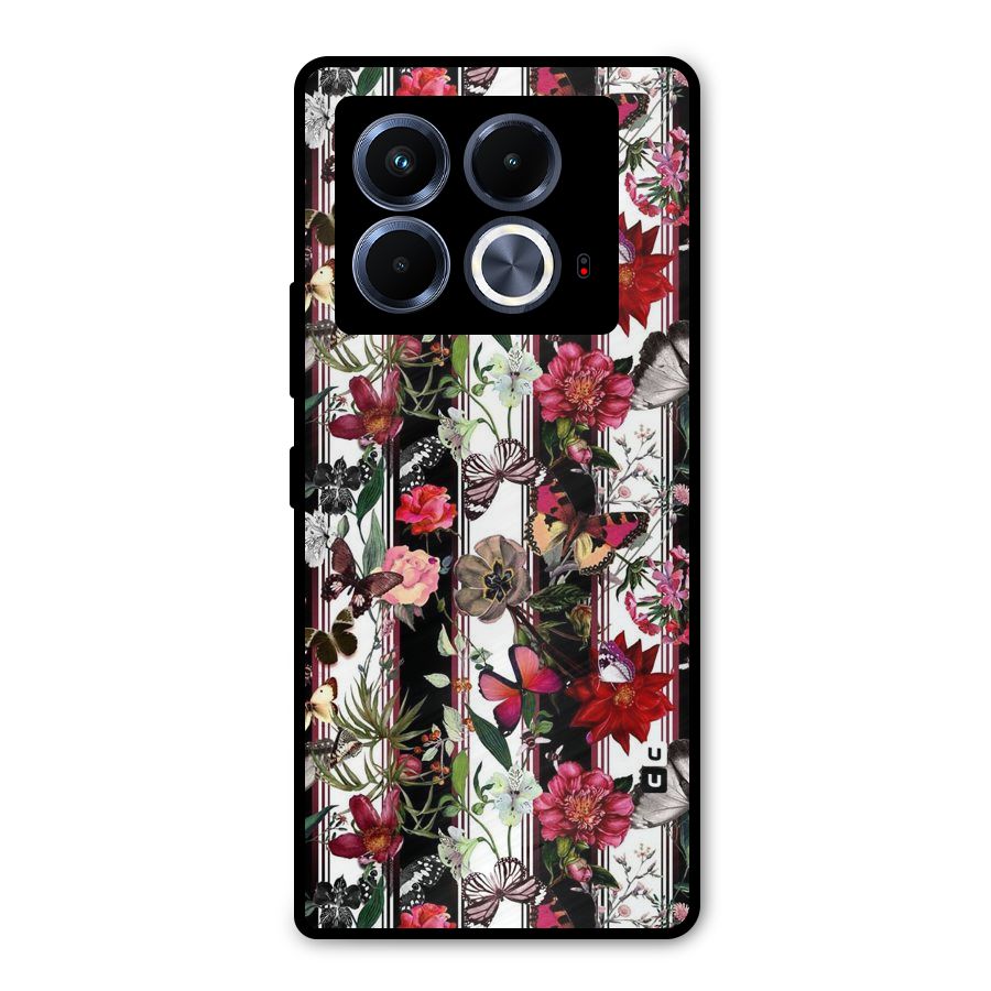 Butterfly Flowers Metal Back Case for Infinix Note 40 5G
