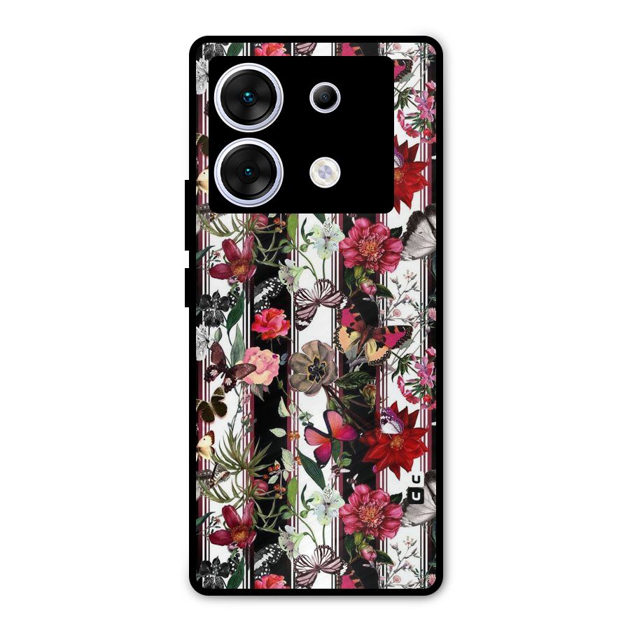 Butterfly Flowers Metal Back Case for Infinix Zero 30 5G