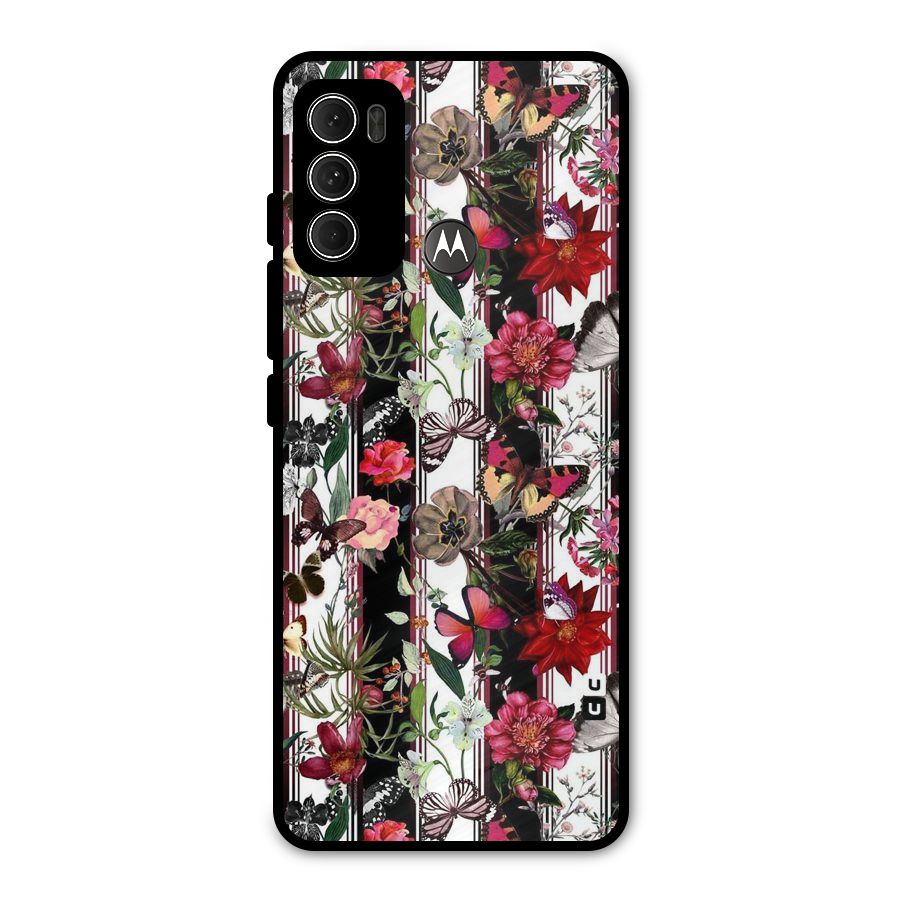 Butterfly Flowers Metal Back Case for Moto G60