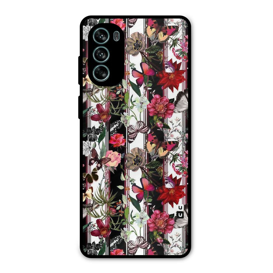 Butterfly Flowers Metal Back Case for Moto G62