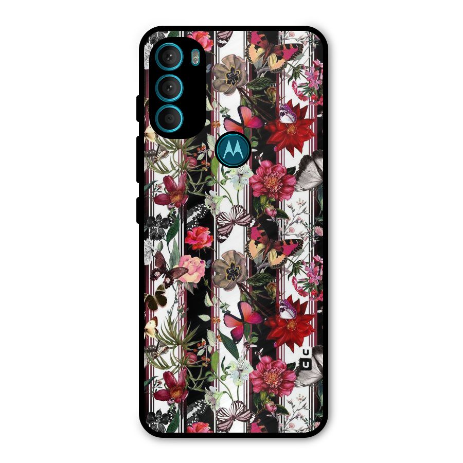 Butterfly Flowers Metal Back Case for Moto G71 5G