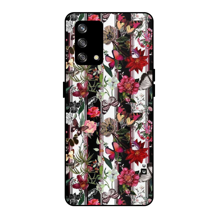 Butterfly Flowers Metal Back Case for Oppo F19