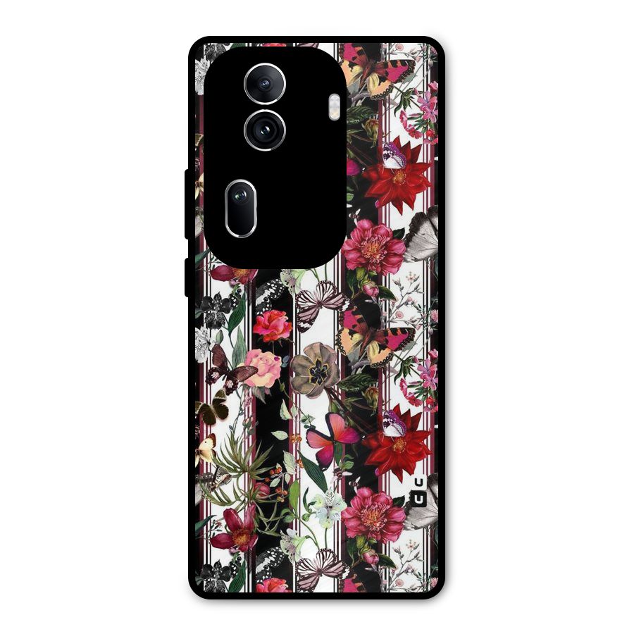 Butterfly Flowers Metal Back Case for Oppo Reno11 Pro 5G
