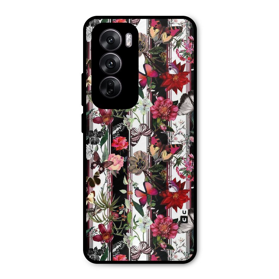 Butterfly Flowers Metal Back Case for Oppo Reno12