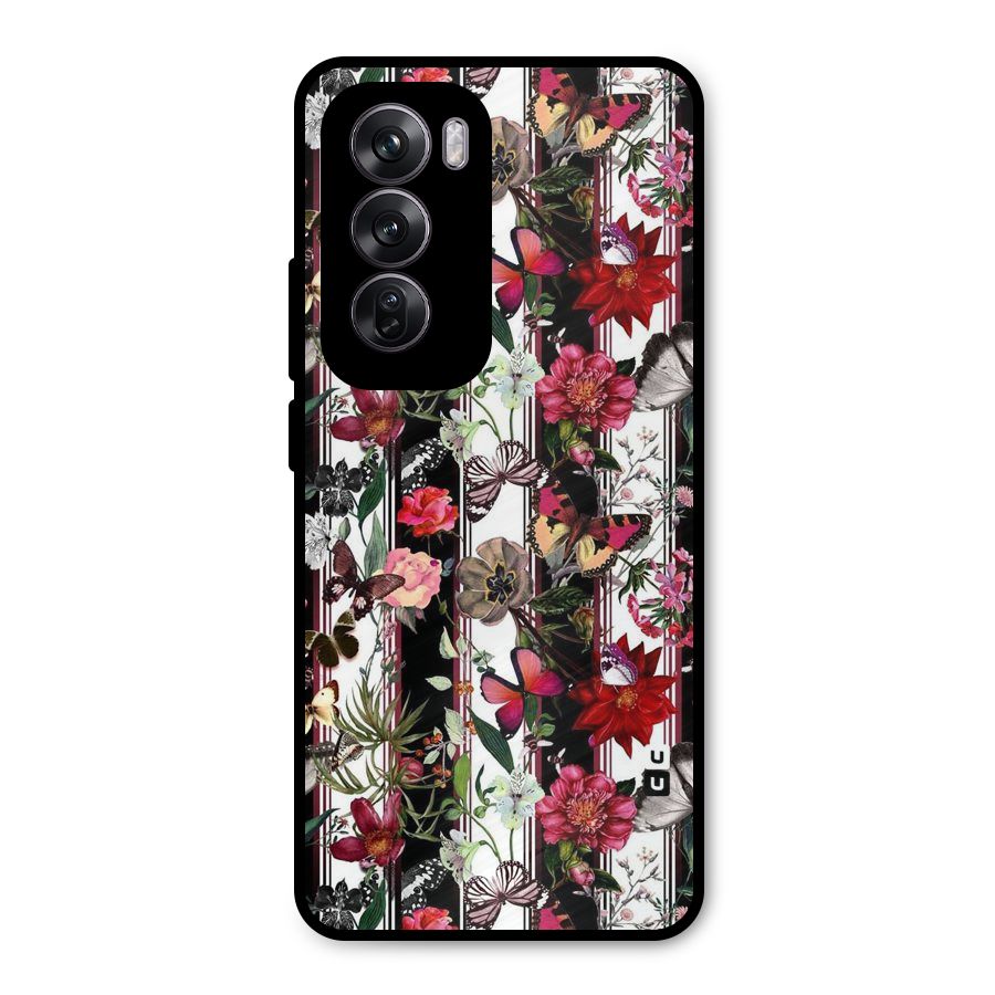 Butterfly Flowers Metal Back Case for Oppo Reno12 Pro