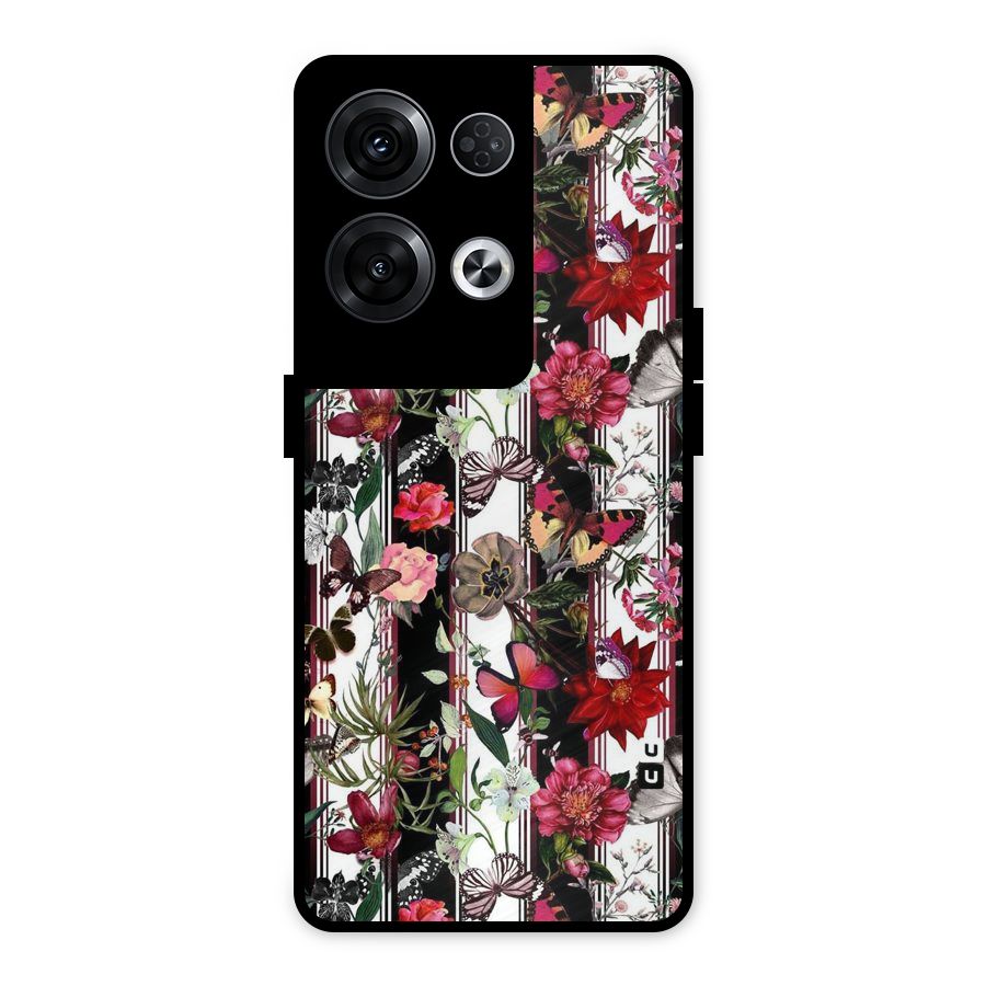 Butterfly Flowers Metal Back Case for Oppo Reno8 Pro 5G