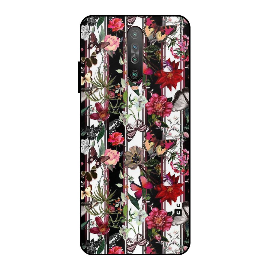 Butterfly Flowers Metal Back Case for Poco X2