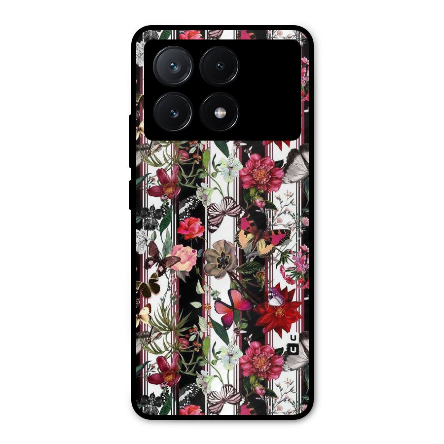 Butterfly Flowers Metal Back Case for Poco X6 Pro