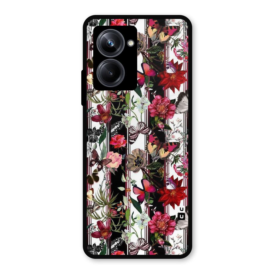 Butterfly Flowers Metal Back Case for Realme 10 Pro