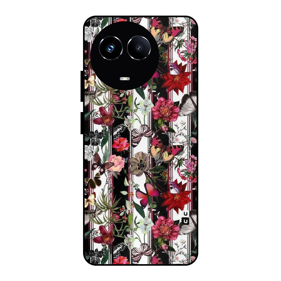 Butterfly Flowers Metal Back Case for Realme 11X