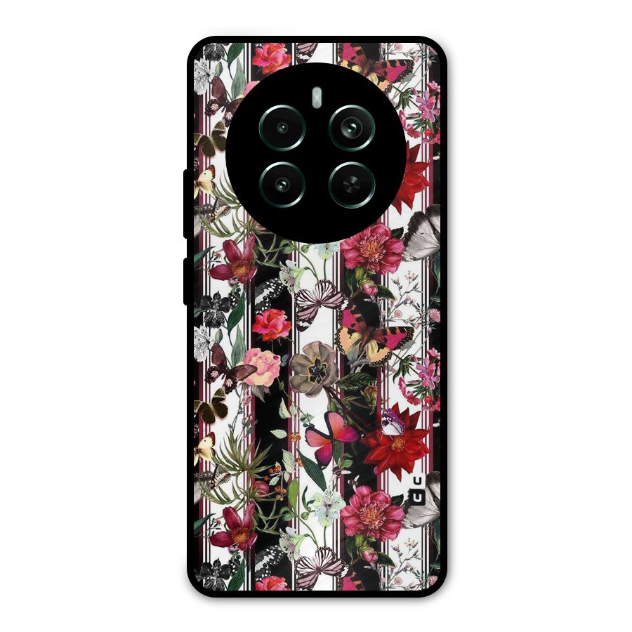 Butterfly Flowers Metal Back Case for Realme 12 Pro Plus