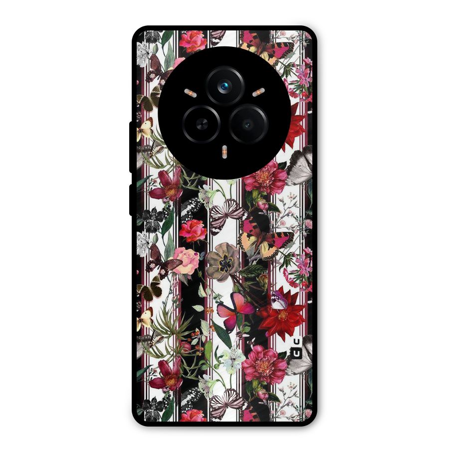 Butterfly Flowers Metal Back Case for Realme 14 Pro Plus