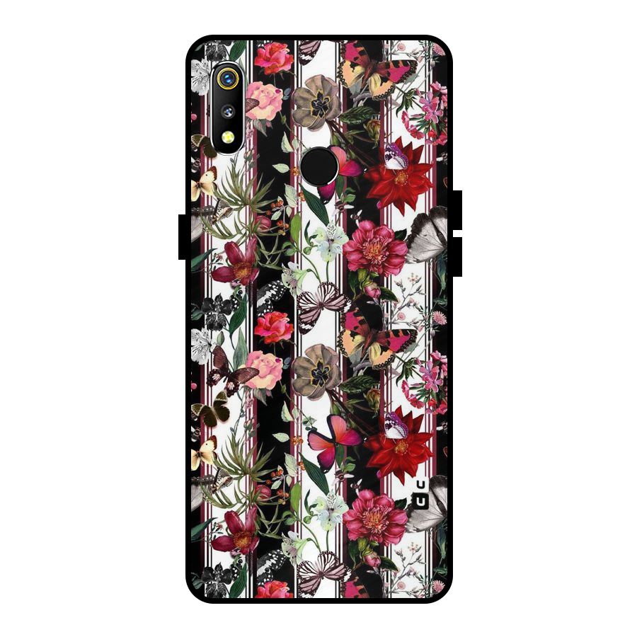 Butterfly Flowers Metal Back Case for Realme 3i