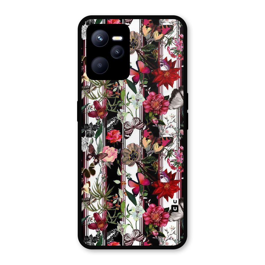 Butterfly Flowers Metal Back Case for Realme C35