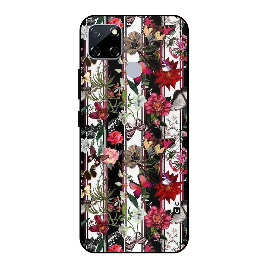Butterfly Flowers Metal Back Case for Realme Narzo 30A