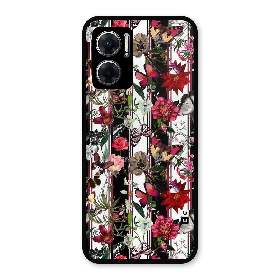 Butterfly Flowers Metal Back Case for Redmi 11 Prime 5G