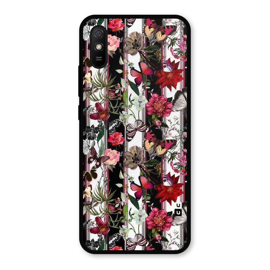 Butterfly Flowers Metal Back Case for Redmi 9a