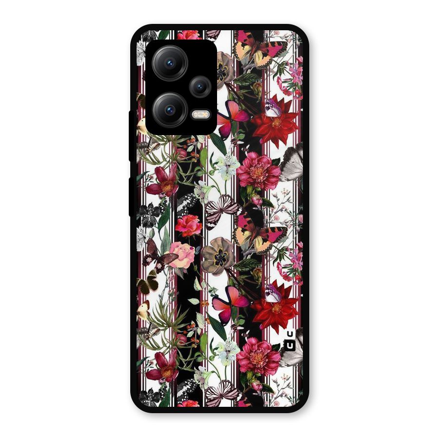 Butterfly Flowers Metal Back Case for Redmi Note 12 5G
