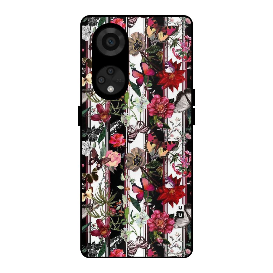 Butterfly Flowers Metal Back Case for Reno8 T 5G