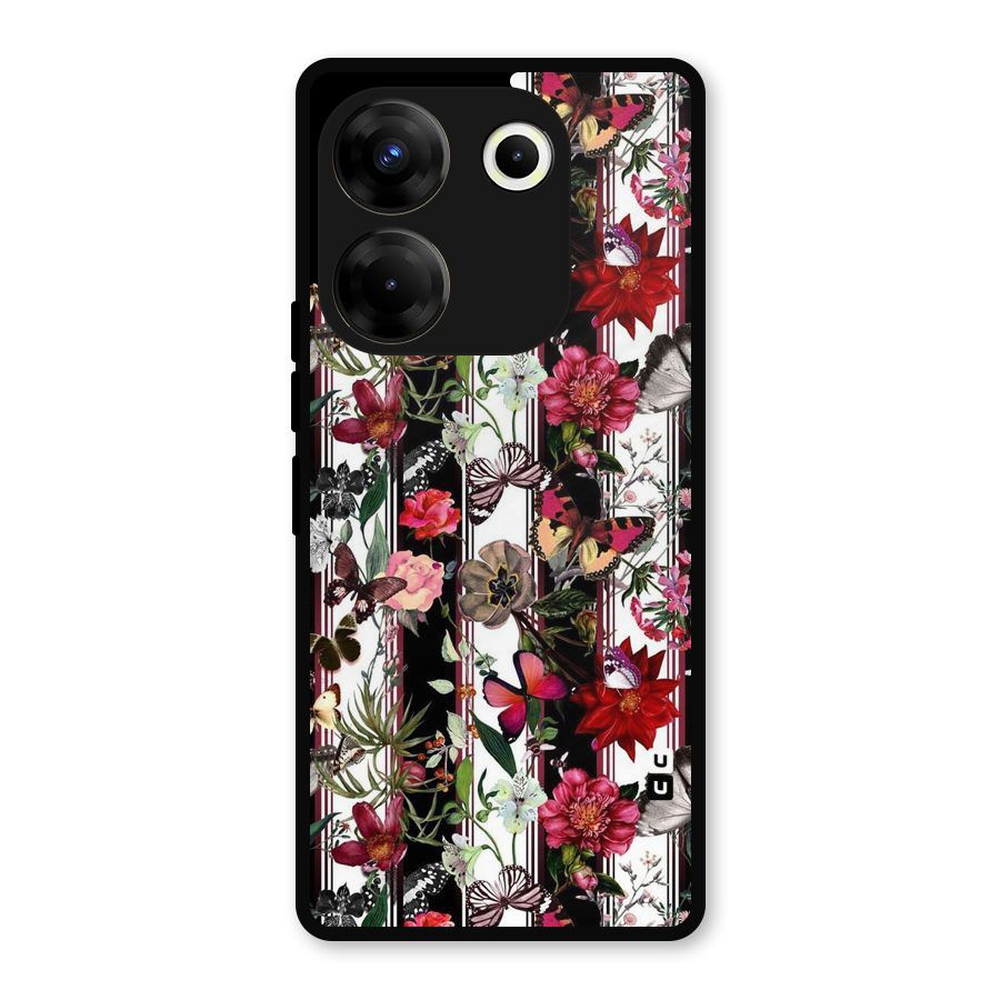 Butterfly Flowers Metal Back Case for Tecno Camon 20