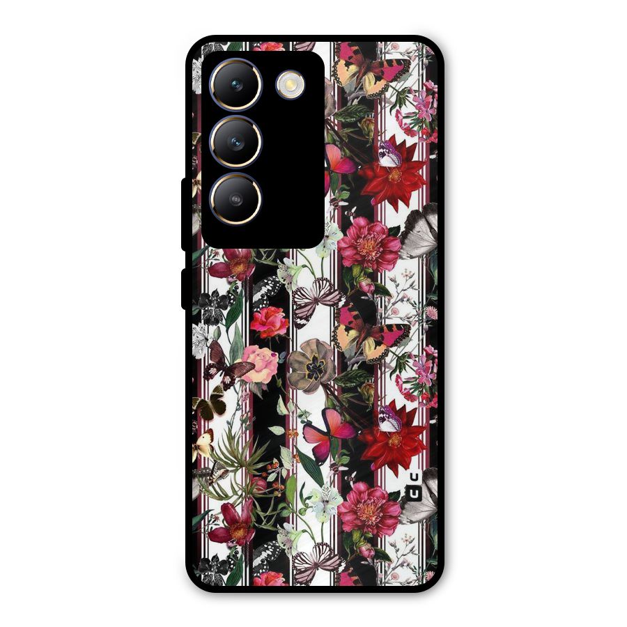 Butterfly Flowers Metal Back Case for Vivo T3 5G