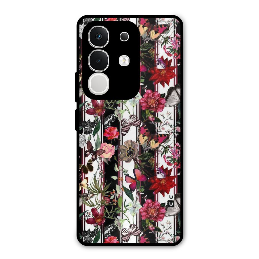 Butterfly Flowers Metal Back Case for Vivo T4x