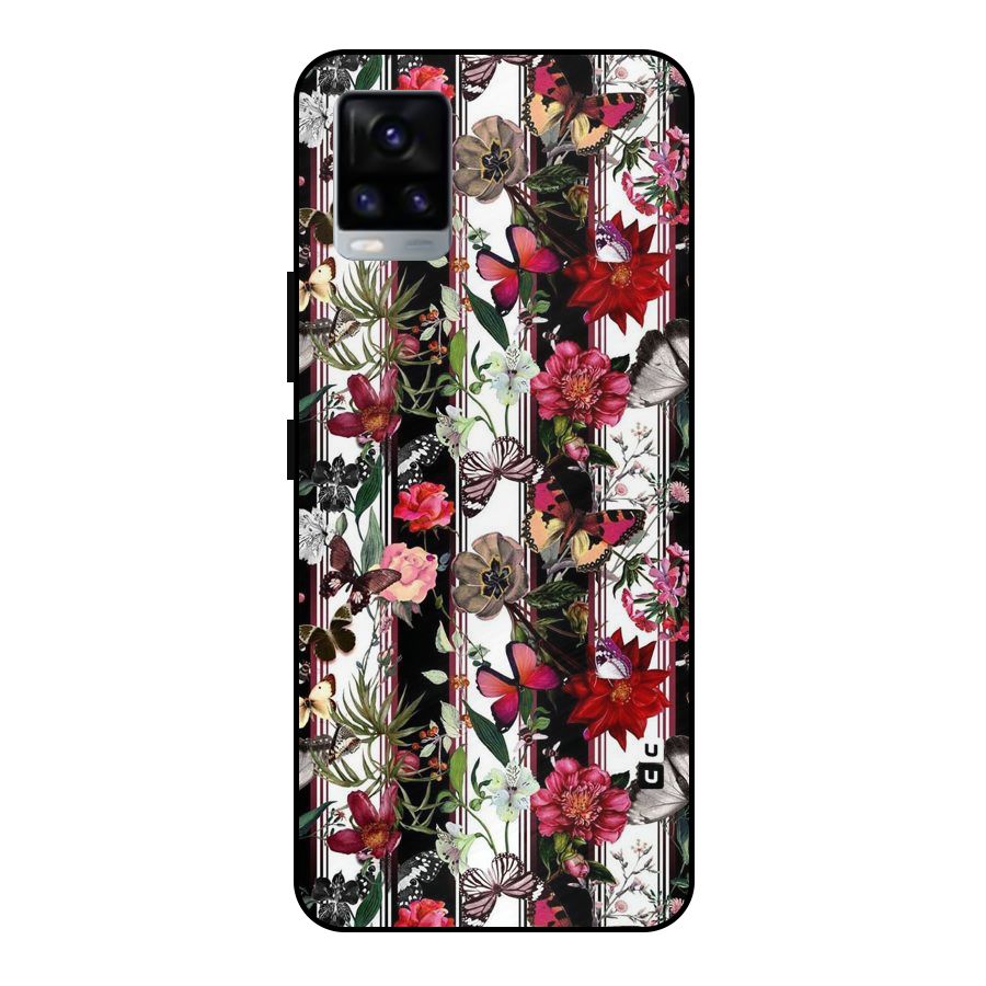 Butterfly Flowers Metal Back Case for Vivo V20
