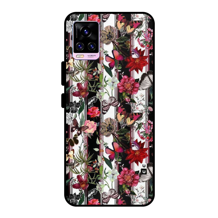 Butterfly Flowers Metal Back Case for Vivo V20 Pro