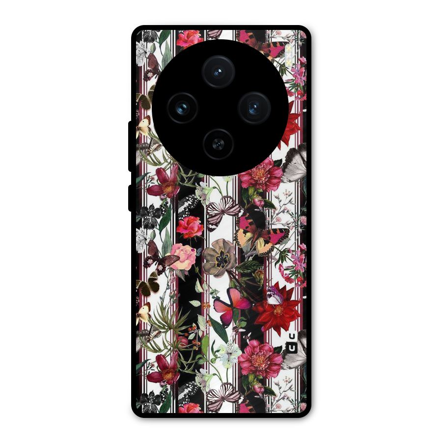 Butterfly Flowers Metal Back Case for Vivo X100