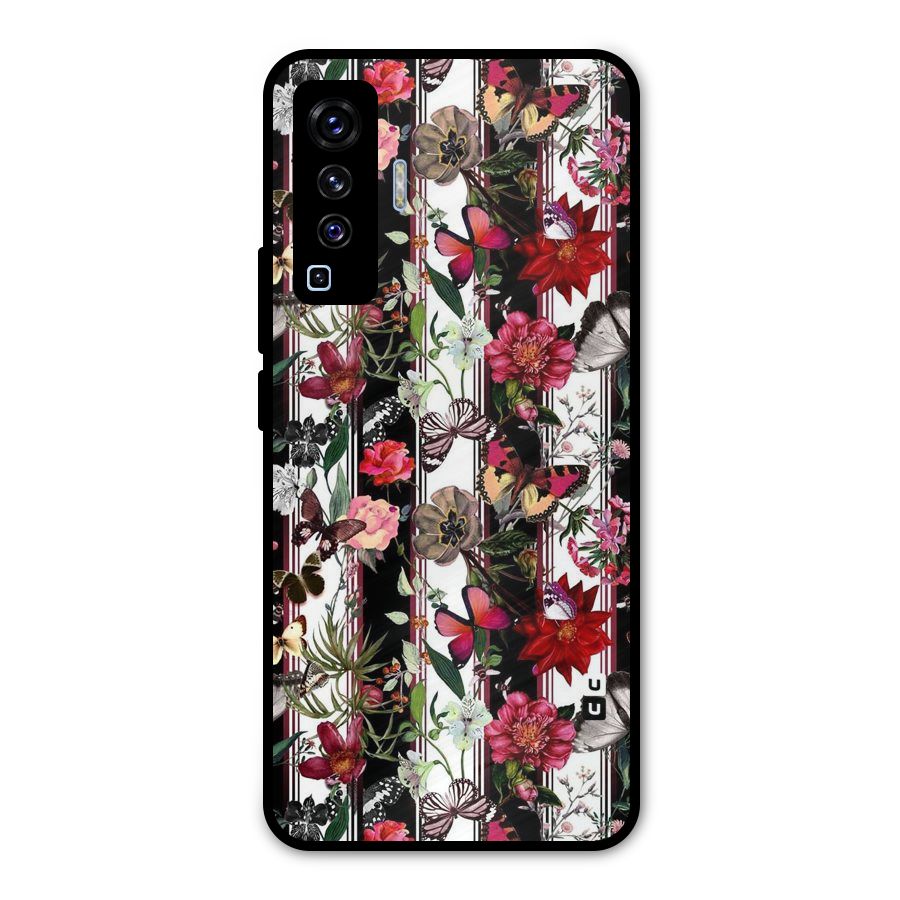 Butterfly Flowers Metal Back Case for Vivo X50