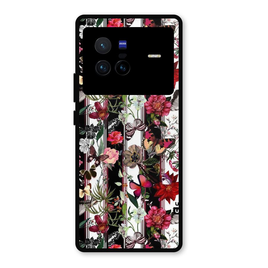 Butterfly Flowers Metal Back Case for Vivo X80