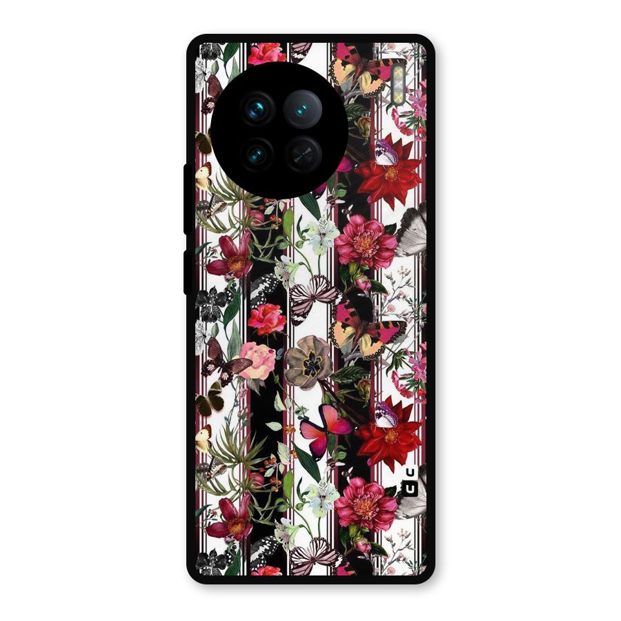 Butterfly Flowers Metal Back Case for Vivo X90