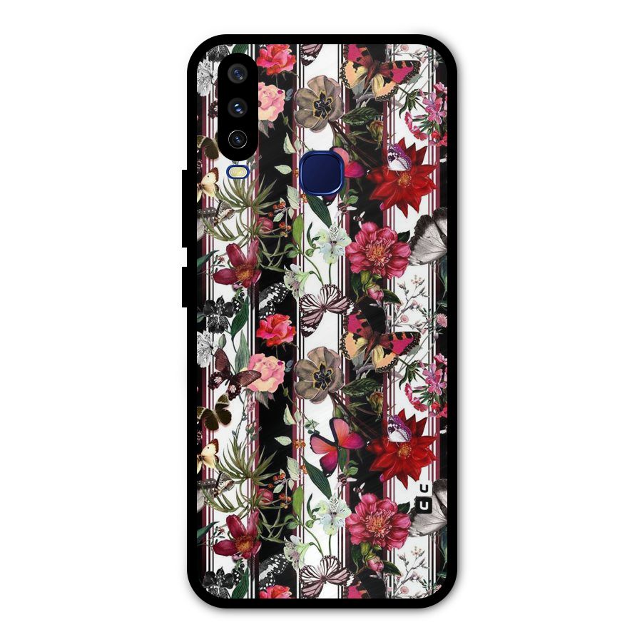 Butterfly Flowers Metal Back Case for Vivo Y12