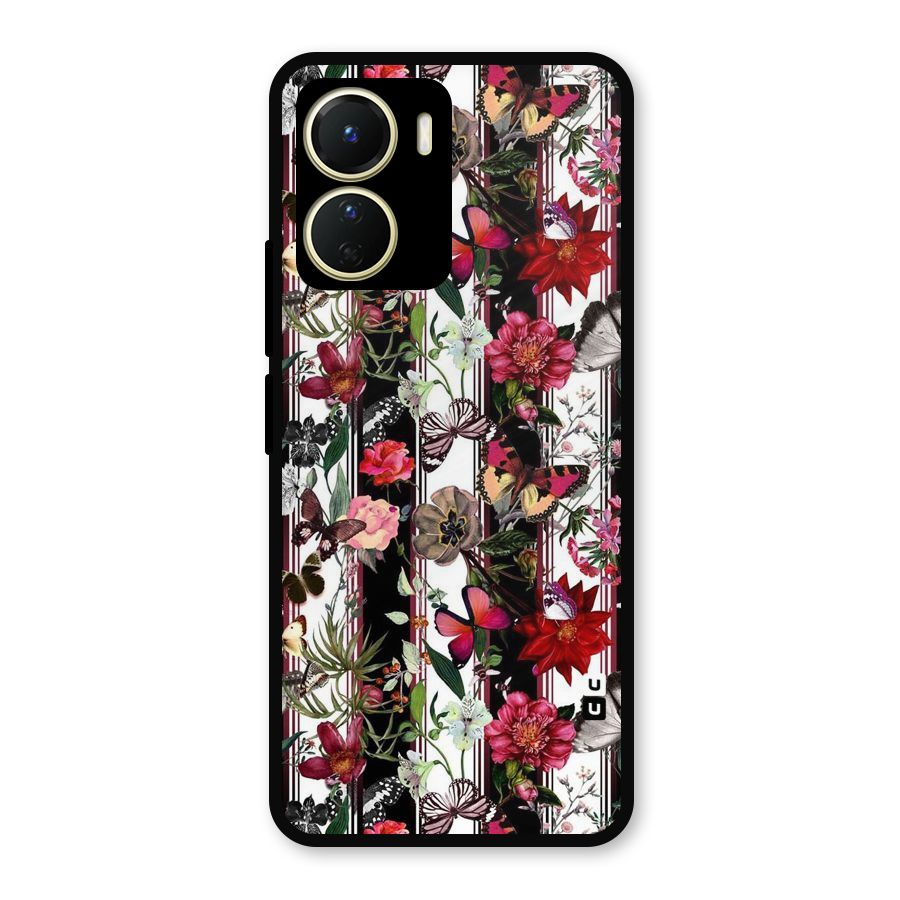 Butterfly Flowers Metal Back Case for Vivo Y16