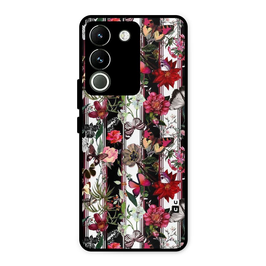 Butterfly Flowers Metal Back Case for Vivo Y200