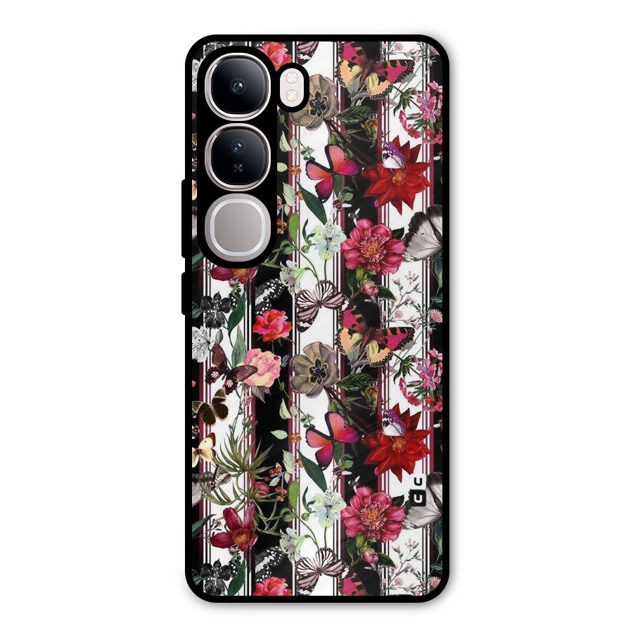 Butterfly Flowers Metal Back Case for Vivo Y300