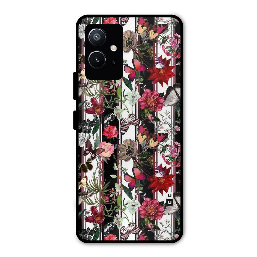 Butterfly Flowers Metal Back Case for Vivo Y75 5G
