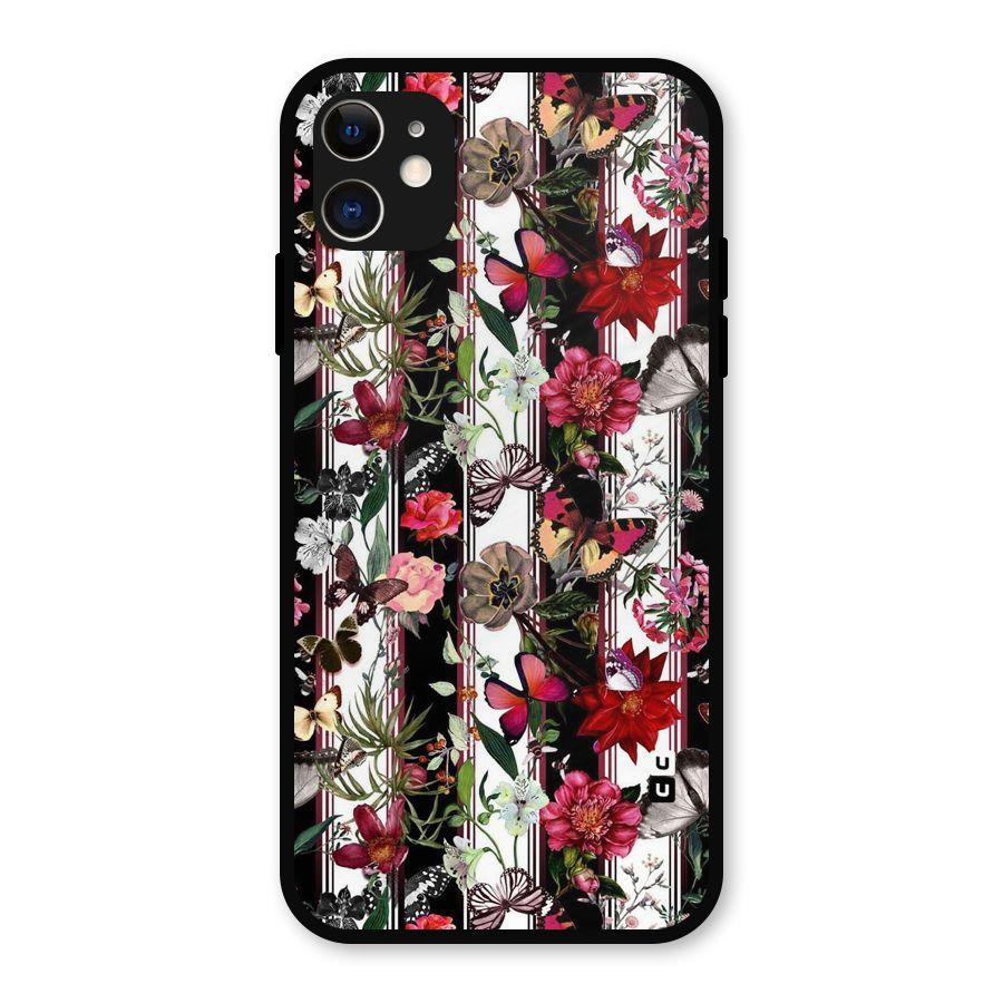 Butterfly Flowers Metal Back Case for iPhone 11